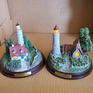 Thomas Kinkade CLEARING STORMS & THE LIGHT OF PEACE Lighted Lighthouse VTG
